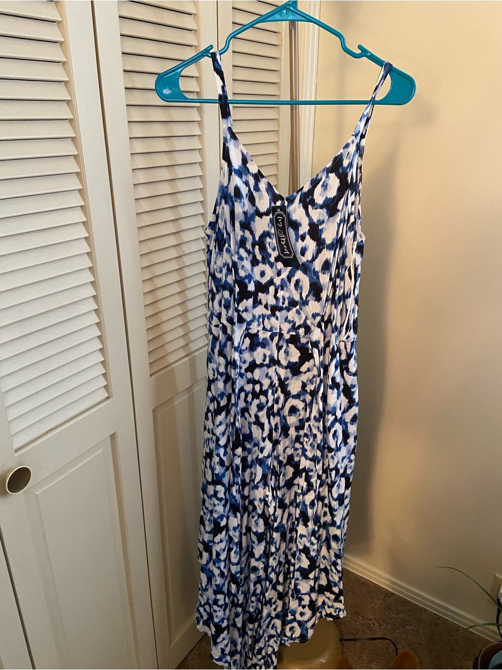Blue & White Printed Maxi Jumpsuit - Lightweight Summer Style